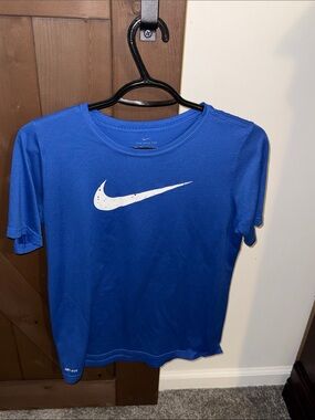 Nike Boys Royal Blue Short Sleeve Dri-FIT Tee with White Swoosh